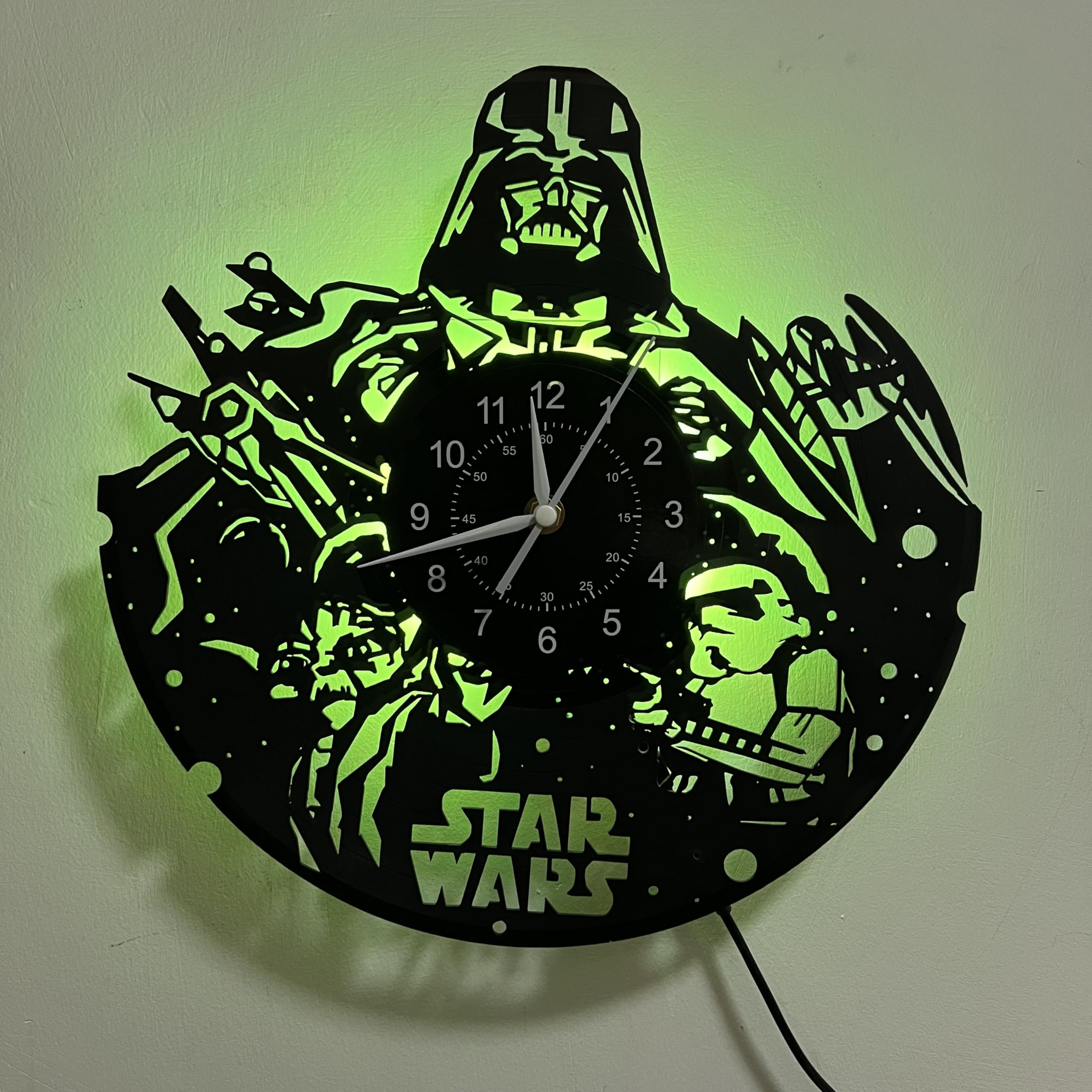 Vinyl Wall Clock Star Wars 12 inch LED Wall Clock 7 Color Changing